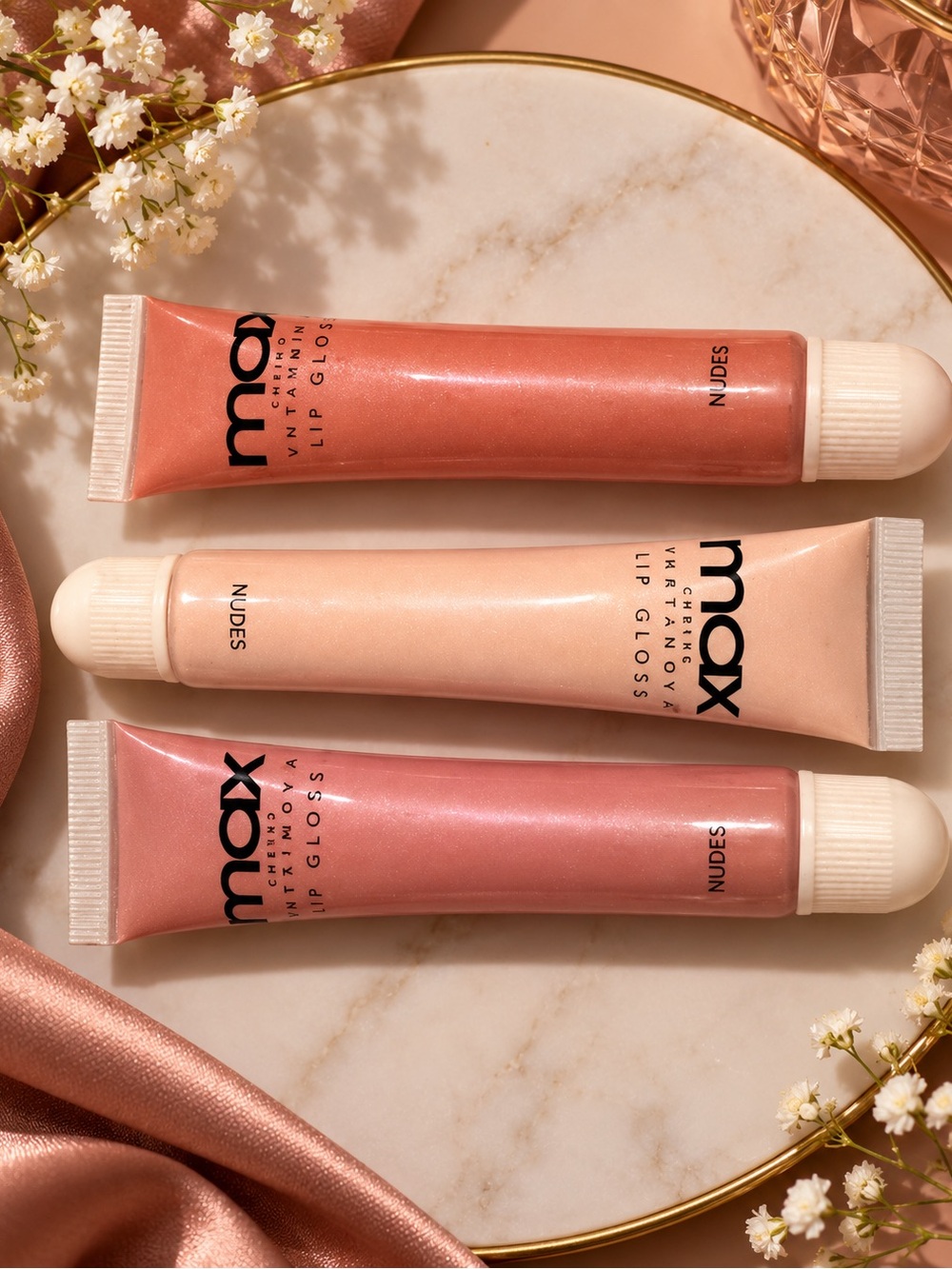Nudes Lip Gloss Trio - Pink & Peach Shades